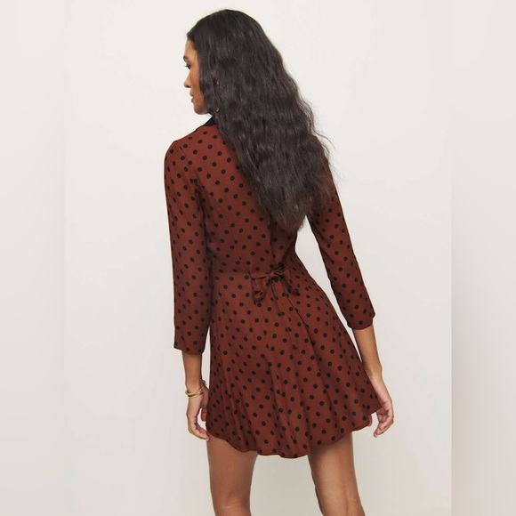 Reformation Galene Dress Fig Jam Dot *brand new with tags* size 0 - Picture 6 of 7